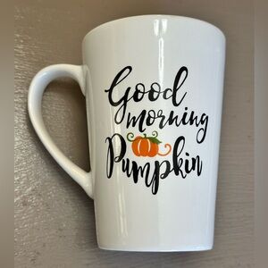 Good Morning Pumpkin Mug 13.2 oz White Ceramic Stoneware Fall Coffee